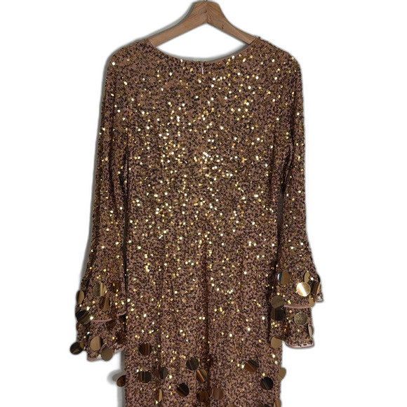 Mac Duggal style 94016 3D hanging disco Sequin copper Evening party Dress SZ 12 - Picture 11 of 12